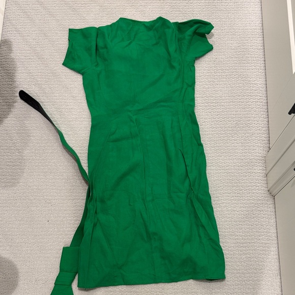 Max Mara Green Button-Front Dress with Waist Sash 8 - Picture 3 of 3